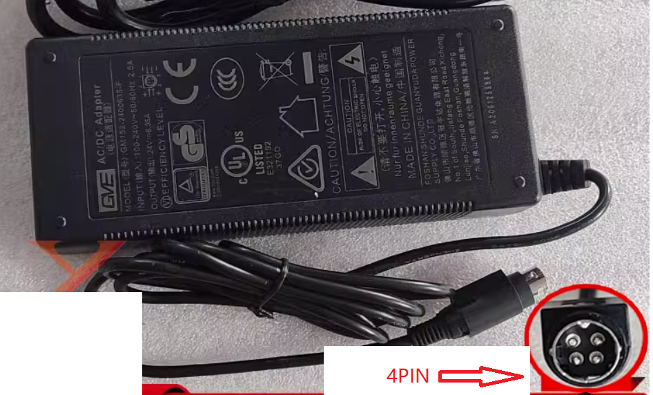 *Brand NEW*GVE GM152-2400635-F 24V DC 6.35A 4PIN AC/DC ADAPTER Power Supply